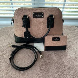 KATE SPADE Bay Street Small Rachelle Satchel & Tellie Wallet WARM VELLUM / BLACK